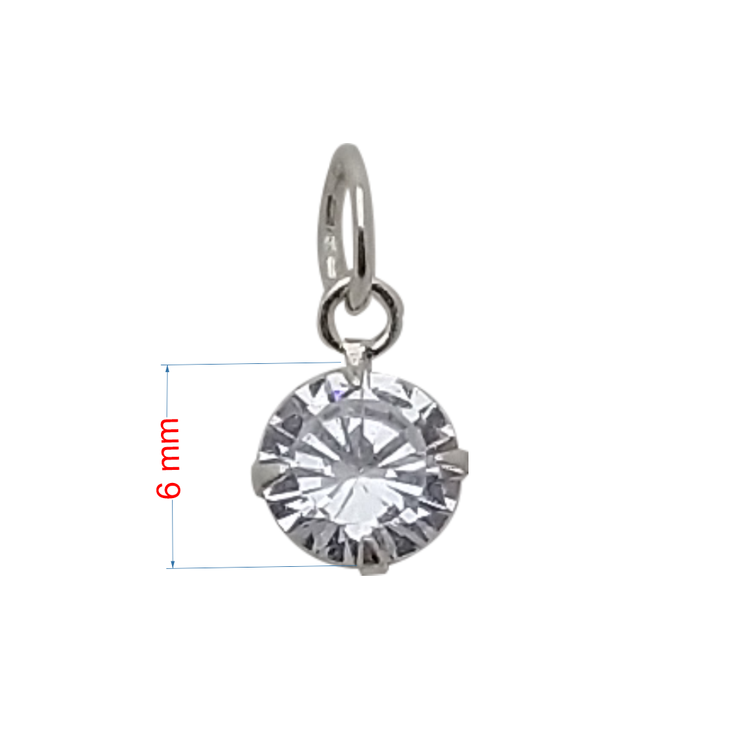 Pingente de prata 925 com pedrinha zircônia cristal